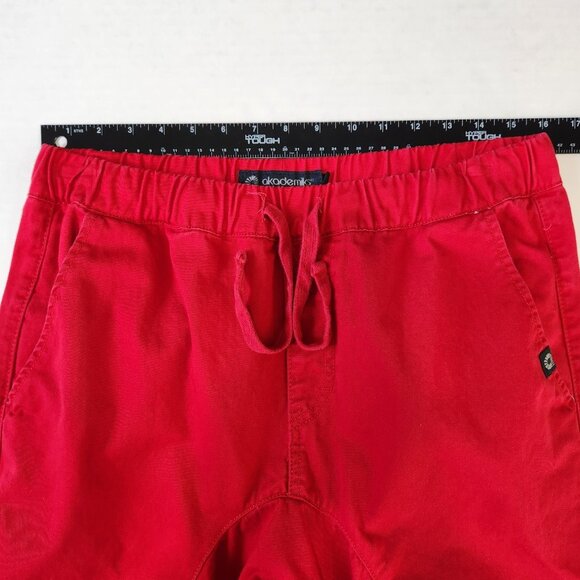 Akademiks Cotton Joggers Mens M Red Pull On Tapered Twill Articulated Knees - Picture 4 of 10
